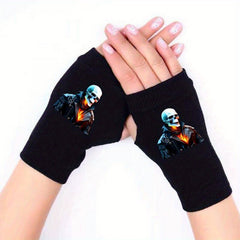 Retro Skull Fingerless Knitted Gloves for Winter