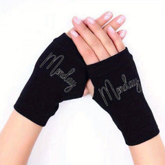 Winter Knitted Fingerless Gloves Men Women Cold Proof Anti-Freeze