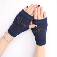Winter Knitted Fingerless Gloves Men Women Cold Proof Anti-Freeze
