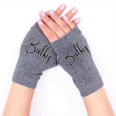 Winter Fingerless Gloves Warm Cold Proof Stretch Print Pattern Men Women
