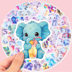 50pcs Elephant Stickers Waterproof Vinyl Decals for Water Bottle Car