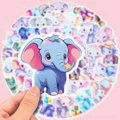 50pcs Elephant Stickers Waterproof Vinyl Decals for Water Bottle Car