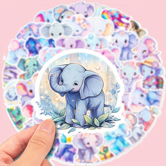 50pcs Elephant Stickers Waterproof Vinyl Decals for Water Bottle Car