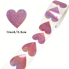 Glitter Heart Stickers Pink Love Decor Set Adhesive Labels Sparkly Rolls