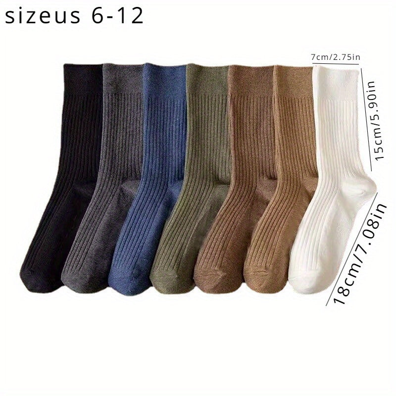 Men's Solid Crew Socks Breathable Comfy Casual Unisex Socks - 5 Pairs