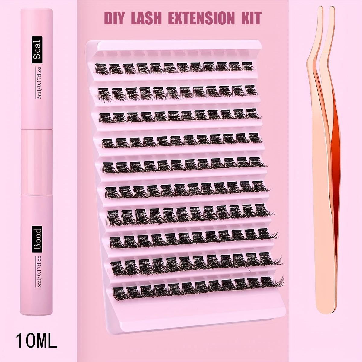 DIY Lash Extension Kit Wispy Clusters Strong Hold Bond Seal Applicator