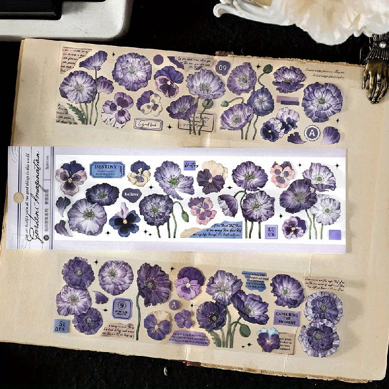 Garden Imagination Series Floral Stickers, 2 Packs, 3 Sheets/Pack, Large Size