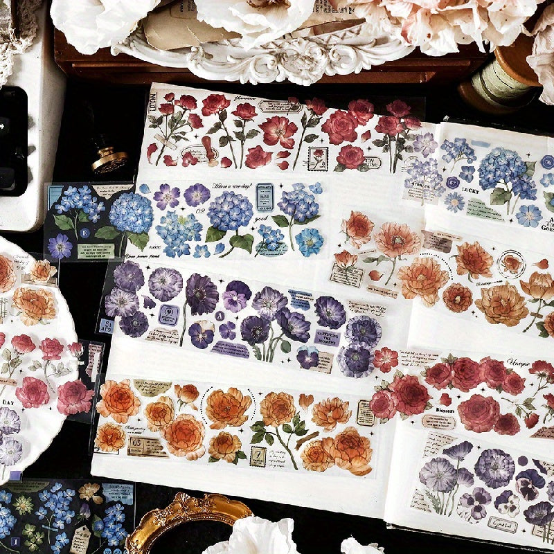 Garden Imagination Series Floral Stickers, 2 Packs, 3 Sheets/Pack, Large Size