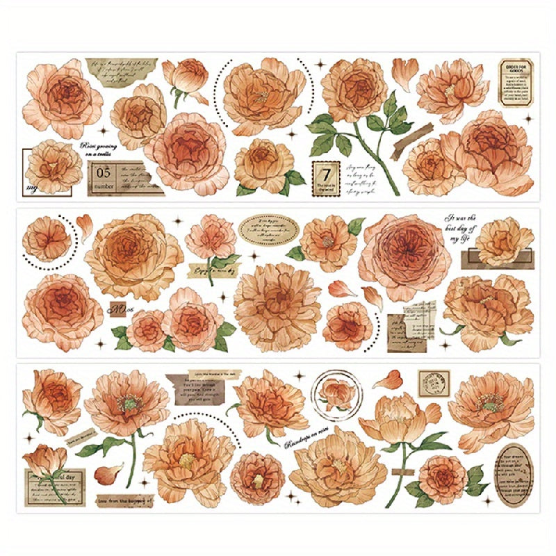 Garden Imagination Series Floral Stickers, 2 Packs, 3 Sheets/Pack, Large Size