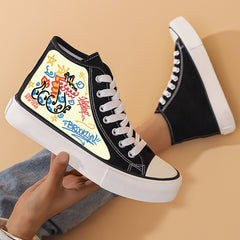 Chunky Graffiti Canvas Sneakers High Top Skate Shoes
