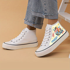 Chunky Graffiti Canvas Sneakers High Top Skate Shoes