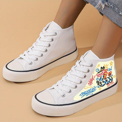 Chunky Graffiti Canvas Sneakers High Top Skate Shoes