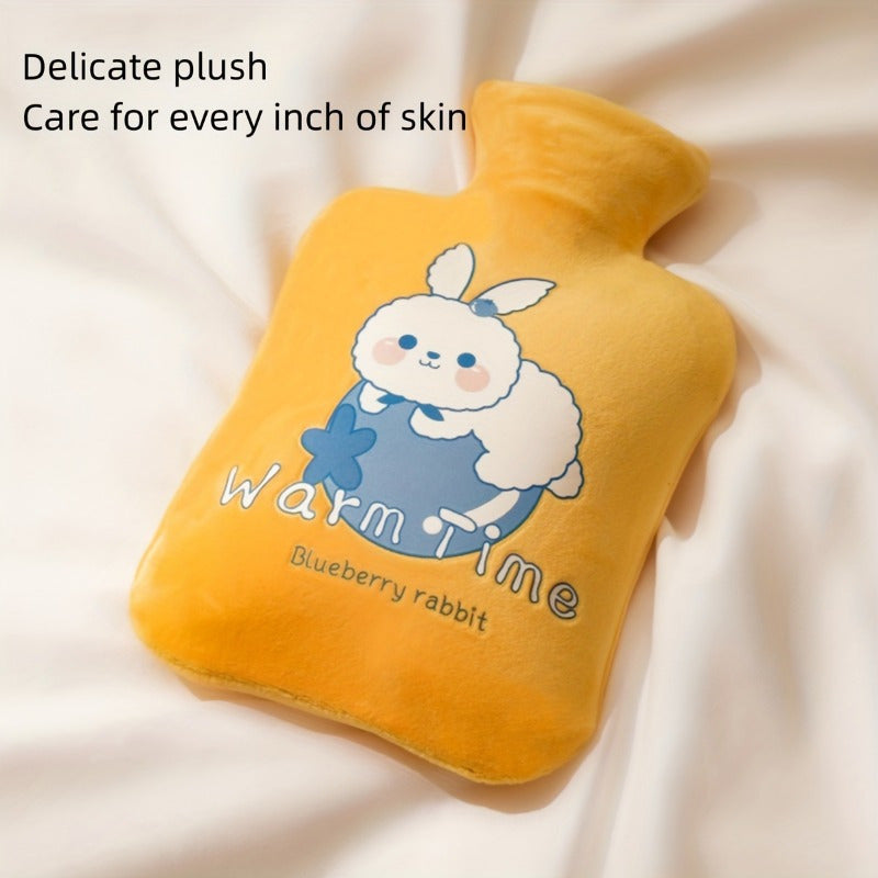 2pcs Cartoon Hot Water Bag with Plush Cover for Christmas Halloween Thanksgiving