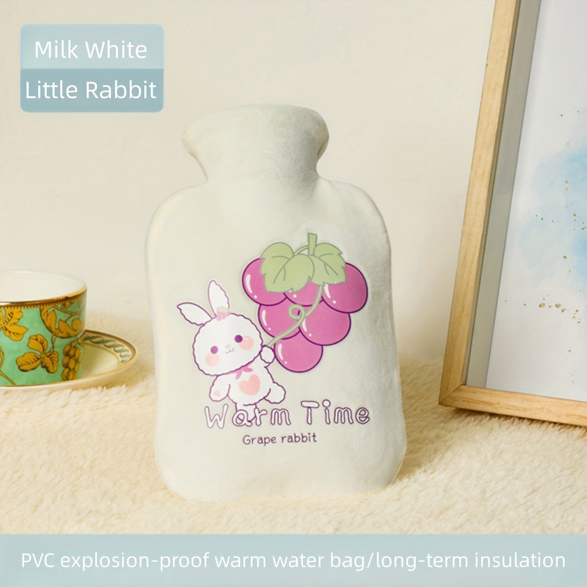 2pcs Cartoon Hot Water Bag with Plush Cover for Christmas Halloween Thanksgiving