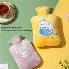 2pcs Cartoon Hot Water Bag with Plush Cover for Christmas Halloween Thanksgiving