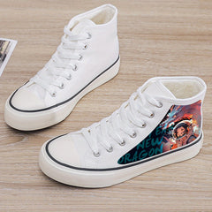 Dragon & Astronaut Print Plush Lined Thermal Chunky Canvas Sneakers
