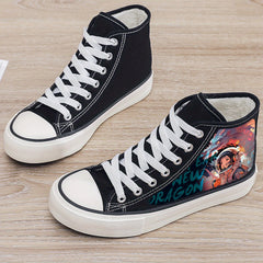 Dragon & Astronaut Print Plush Lined Thermal Chunky Canvas Sneakers