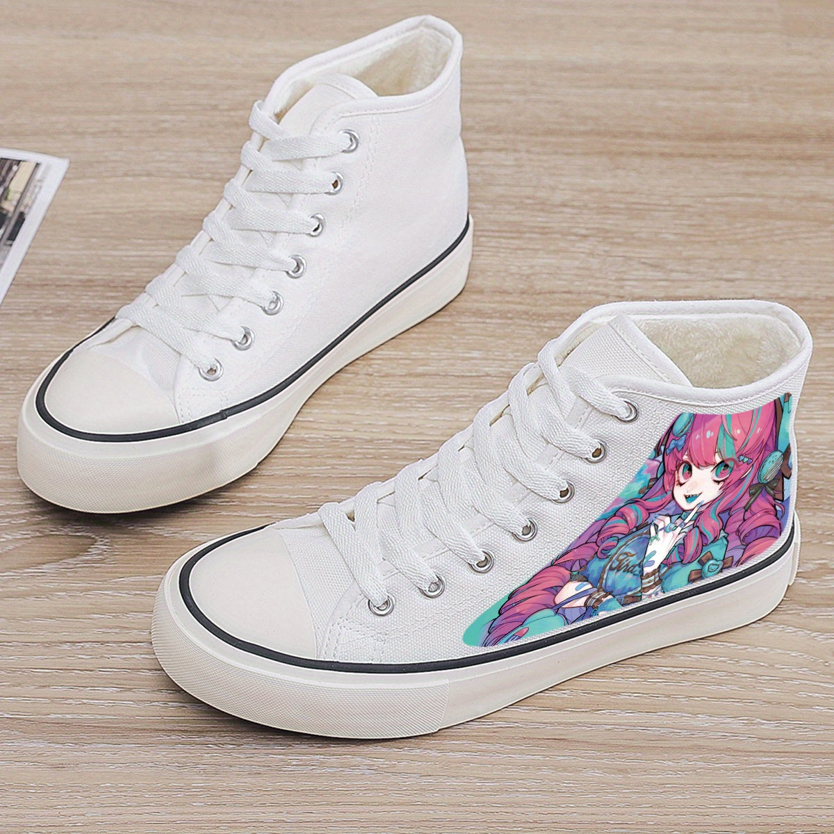 Anime Girl Plush Lined Chunky Canvas Sneakers