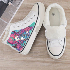 Anime Girl Plush Lined Chunky Canvas Sneakers
