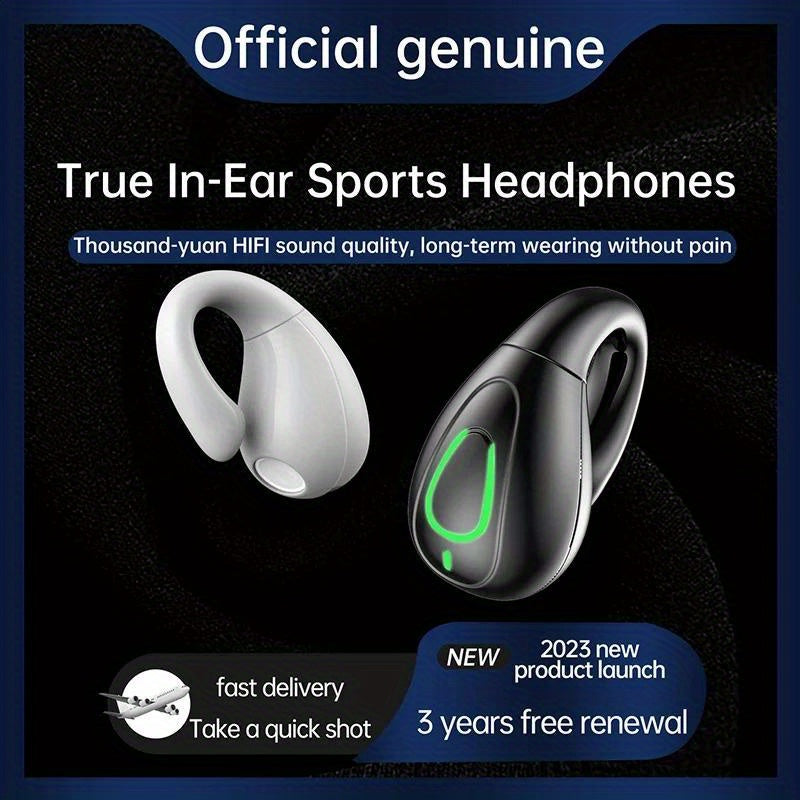 Mini Wireless Ear Clip Headset HIFI Bass Stereo Music Earring Headphone Mic