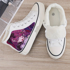 Anime Girl Plush Lined Thermal Sneakers Flat Heighten Fall W