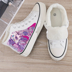 Anime Girl Plush Lined Chunky Canvas Sneakers Warm Winter Shoes