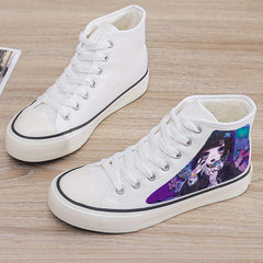 Anime Girl Print Plush Lined Thermal Chunky Canvas Sneakers Flat