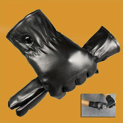 Warm Touch Screen Leather Gloves for Motorcycle Riding