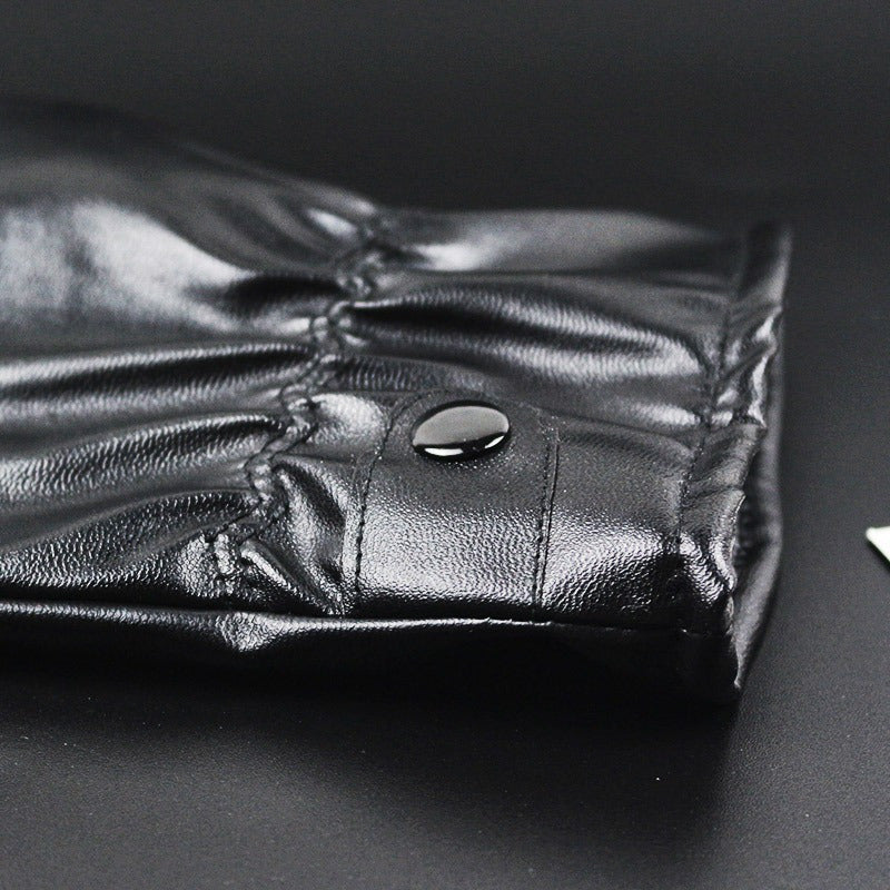 Warm Touch Screen Leather Gloves for Motorcycle Riding