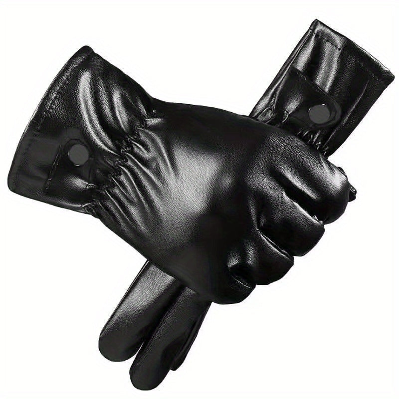 Warm Touch Screen Leather Gloves for Motorcycle Riding