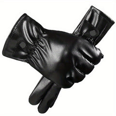 Warm Touch Screen Leather Gloves for Motorcycle Riding