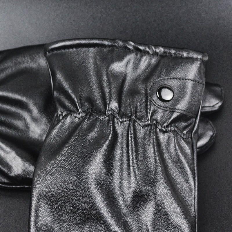 Warm Touch Screen Leather Gloves for Motorcycle Riding