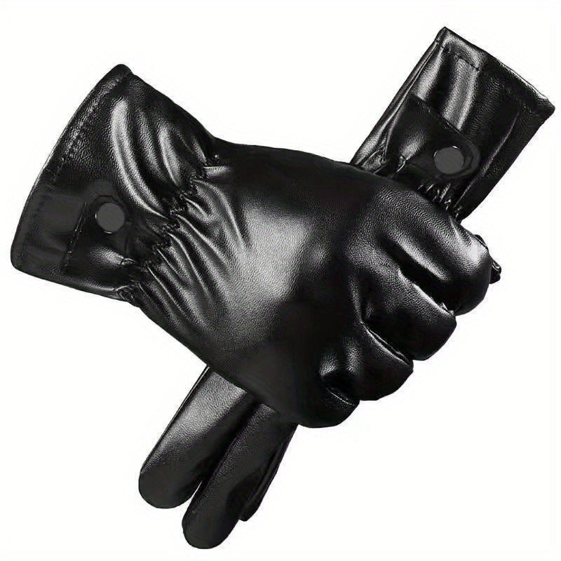 Warm Touch Screen Leather Gloves for Motorcycle Riding