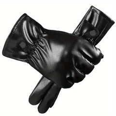 Warm Touch Screen Leather Gloves for Motorcycle Riding