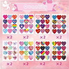 Heart Shaped Envelope Seal Stickers for Gifts, 16 Sheets