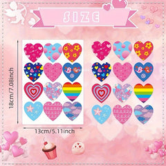 Heart Shaped Envelope Seal Stickers for Gifts, 16 Sheets