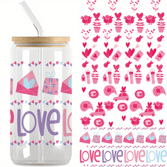 UV DTF Cup Wraps For 16 Oz Glass Cup - Waterproof Sticker
