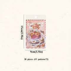 30pcs Dessert Food Cuisine Theme Stickers for Scrapbooking & Diaries