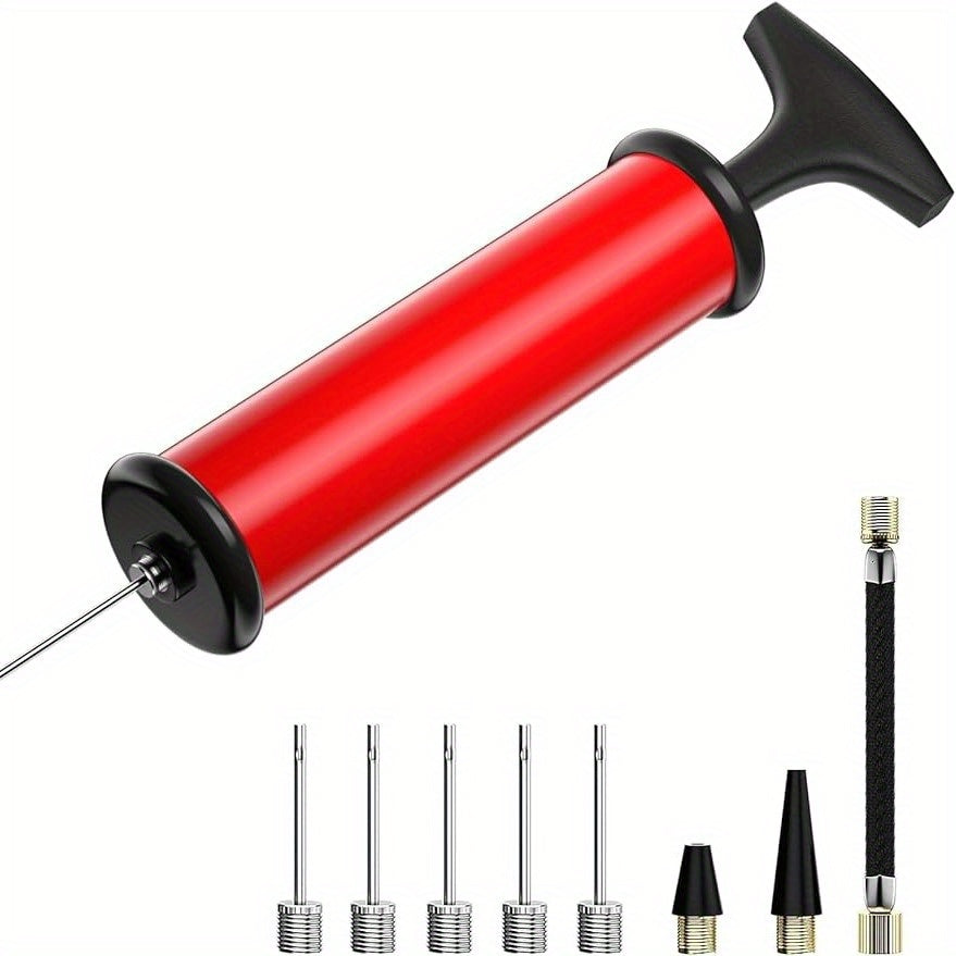 Sports Ball Pump with Nozzle Extension Hose - Push & Pull Inflator System