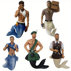 5pcs 2D Acrylic Male Mermaid Pendant Key Chain Home Party