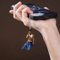 5pcs 2D Acrylic Male Mermaid Pendant Key Chain Home Party