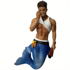 5pcs 2D Acrylic Male Mermaid Pendant Key Chain Home Party