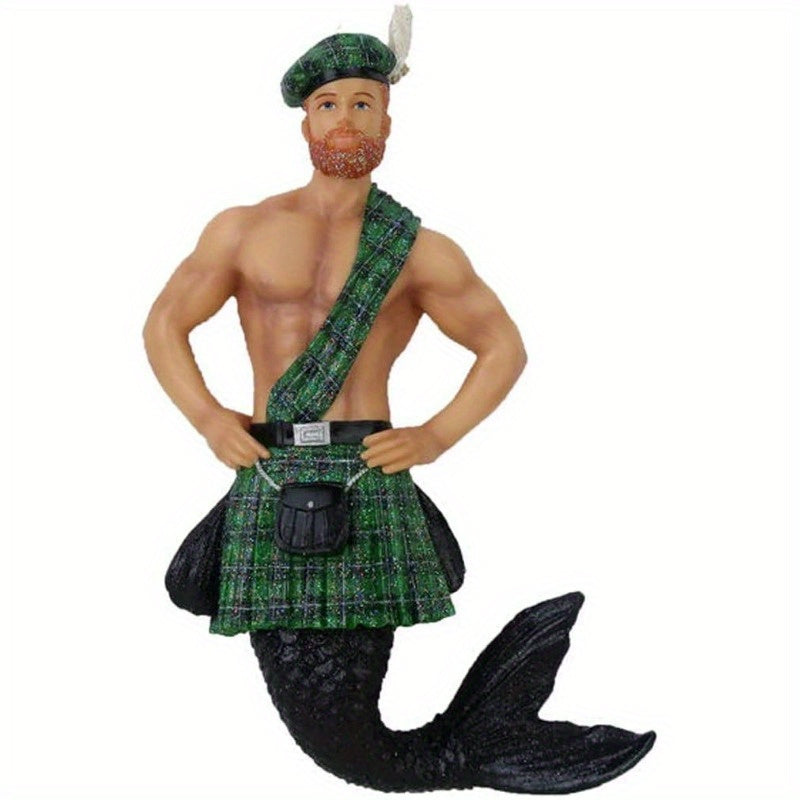 5pcs 2D Acrylic Male Mermaid Pendant Key Chain Home Party