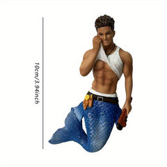 5pcs 2D Acrylic Male Mermaid Pendant Key Chain Home Party