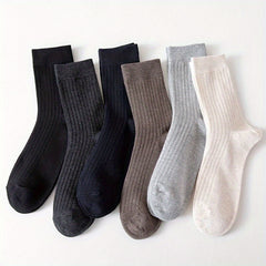 Men's Solid Crew Socks Comfy Casual Unisex Outdoor Socks All Seasons