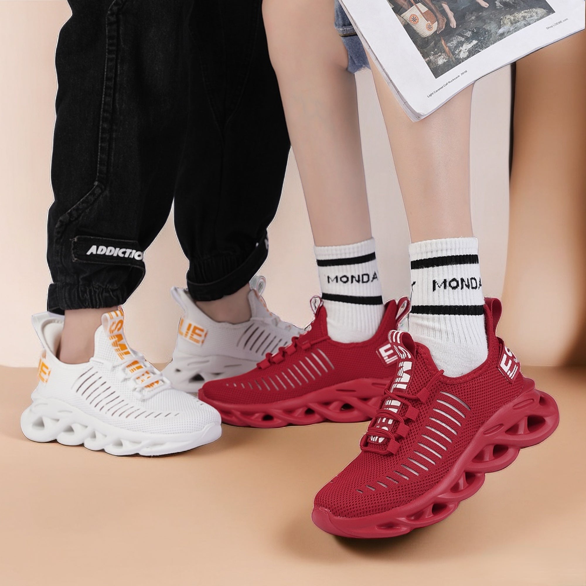 Solid Letter Graphic Running Shoes for Women