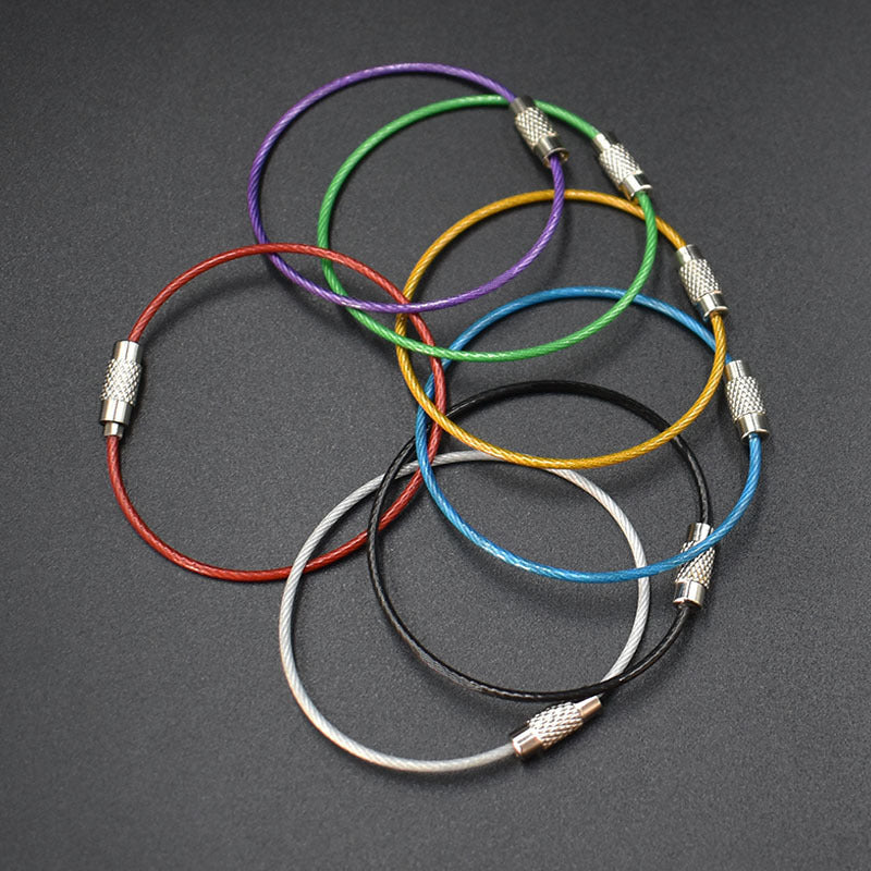 5pcs Stainless Steel Wire Keychains for Outdoor Hiking
