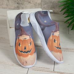 Funny Pumpkin Face Pattern Sneakers Halloween Trainers
