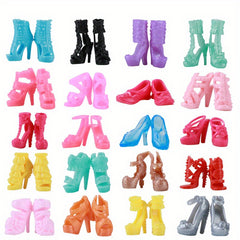 34pcs Princess Doll Clothes and Accessories Set - Dresses, Shoes, Necklace