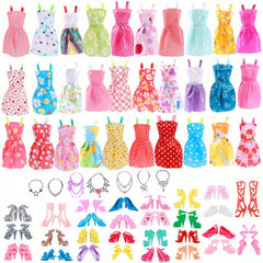 34pcs Princess Doll Clothes and Accessories Set - Dresses, Shoes, Necklace